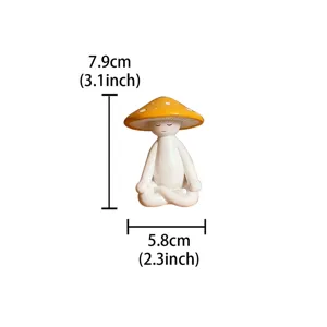 Meditating mushroom figurine home decor modern minimalist craft ornament detail view.