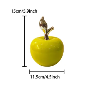Mela Decorativa in Ceramica Stelo Dorato soprammobile Moderno per la Casa 15cm