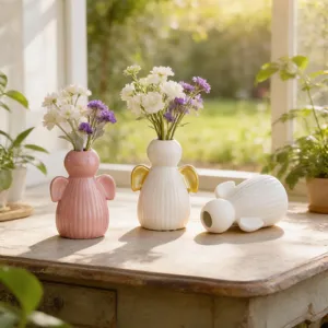 Modern Minimalist Ceramic Angel Vase Cute Desktop Flower Arrangement Pot Nordic Home Decor Ornament Craft Gift