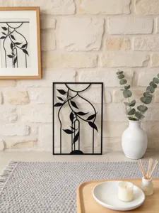 Modern abstract metal wall art iron plant hanging decor for living room interior details