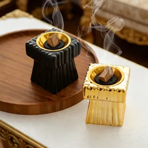 Quemador de incienso de cerámica cuadrado de lujo nórdico quemador de aroma de escritorio