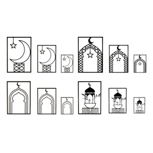 Arabian metal wall art decor iron Islamic mosque moon star hanging sculpture for home interior