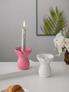 Resin flower candle holder minimalist art aromatherapy candlestick for home desk decor details