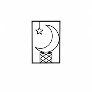 Detailed size chart of Arab iron art wall hanging decor, showing height and width dimensions.