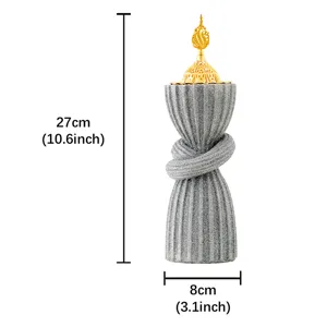 Detailed view of the grey glitter resin Arabian style incense burner showing shape.