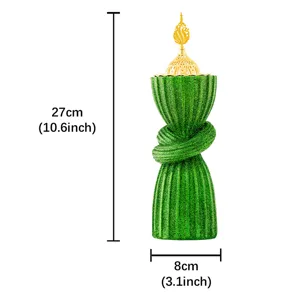 Green Glitter Resin Arabic Style Incense Burner with Gold Topper 27cm Height Spec
