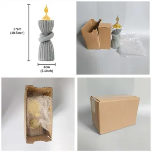 Arabic style resin incense burner with gold lid, decorative censer, 27cm height, gift box.
