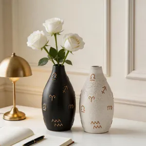 Modern Ceramic Vase Mathematical Symbol Embossed Desktop Flower Pot Minimalist Home Decor Art Flower Arrangement Vase