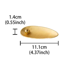 Golden leaf shape incense burner holder mini desktop metal aroma tray display details