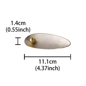 Modern creative willow leaf incense holder with golden bead, desktop metal incense stick base.