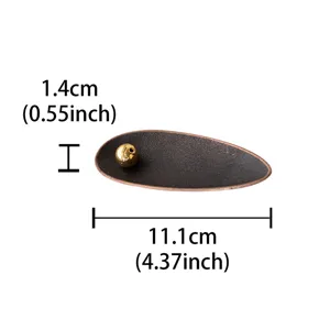 Miniature willow leaf incense holder detail view showing compact size dimensions and sleek finish.