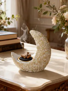 Resin moon incense burner Arabic style aromatherapy stove home decor art craft detail view