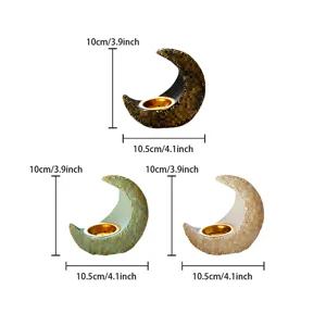 Resin crescent moon incense burner detail showing size and multi-color options for aroma decor.