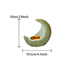 Crescent moon resin incense burner with gold tray, Arabic style aromatherapy holder, 10cm.