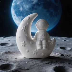 Modern Creative Astronaut Moon Ceramic Ornament Tabletop Bookshelf Decor Statue Home Living Room Office Decoration