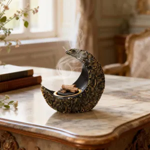 Arabic crescent resin incense burner classical aromatherapy stove home art craft decor.