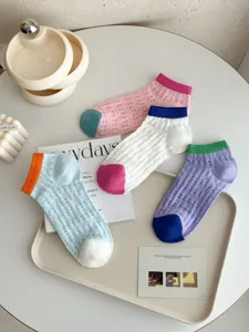 Women summer mesh short socks color-block sweet hollow out socks casual daily wear