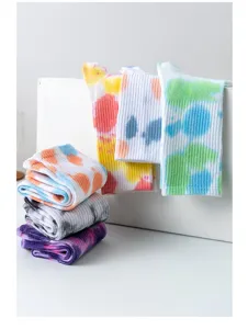 Colorful tie-dye yoga socks non-slip fitness crew socks indoor pilates socks for women