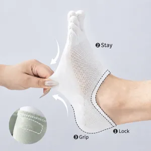 Men's Breathable Mesh Five Finger Toe Socks Thin Cotton Casual Anti Slip Low Cut Boat Socks Athletic Socks