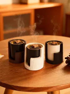 Modern Middle Eastern incense burner with bark texture for home desktop decor and aroma.