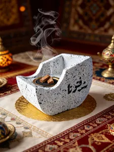 Arabic style resin boat incense burner with calligraphy home decor diffuser aromatic censer