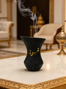 Harz Sanduhr Weihrauchbrenner mit arabischer Kalligraphie für Heimdekoration und Aromatherapie.