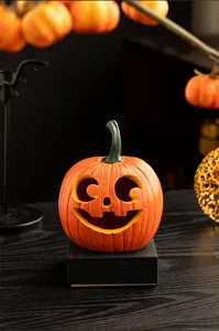 Halloween resin pumpkin decoration carved jack-o'-lantern tabletop decor harvest festival prop