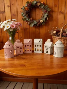 Ensemble de bougeoirs de maison creux en céramique décoration de mariage à la maison