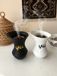 Harz Weihrauchbrenner Set mit arabischem Text, dekorativer schwarz-weißer Aromadiffusor.