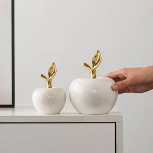 Set decorazione da tavola mela in ceramica bianco e oro moderno regalo casa