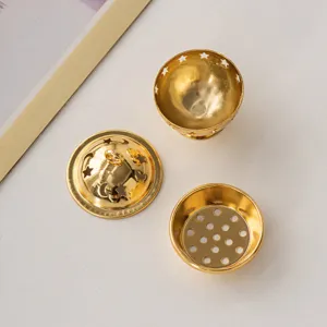 Mini gold metal incense burner arabic aroma stove middle eastern style desktop ornament decor