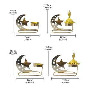 Gold Hollow Moon Star Incense Burner Eid Metal Candle Holder Home Decor Tabletop