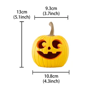 Halloween resin pumpkin ornament tabletop decorative carving figurine with size dimensions.