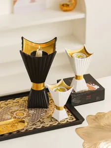 Middle Eastern style candle holder set, luxury ceramic candlestick for home desktop decor.