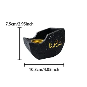 Creative resin boat-shaped incense burner with arabic calligraphy, stylish home decor item.