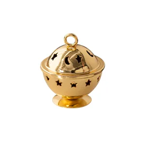 Golden mini metal censer Arabic incense burner Middle Eastern style decorative table ornament