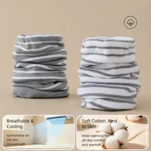 Women Thermal Sleep Socks Soft Cotton Blend Striped Mid Calf Casual Cozy Socks For Home And Daily Wear