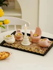 Creative ceramic candle holder set, cute ghost and hand shaped cute tabletop home decor items.