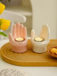 Ceramic hand candle holder cute creative tealight cup home desktop decorative ornament