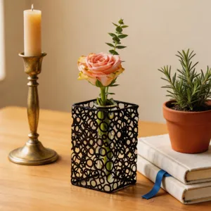 Nordisches Design Eisenkunst Reagenzglas Glasvase Ornament für Tischdekoration, ideal für Blumen.