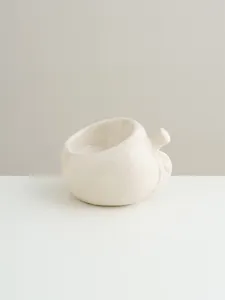 White ceramic apple candle holder, cute minimalist desktop decor ornament for home and party.