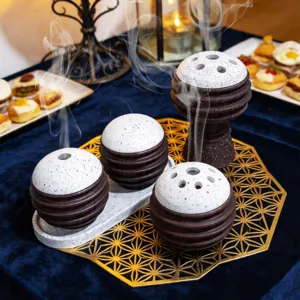 Set di incenso in stile arabo, bruciatore in ceramica a nido d'ape e diffusore di aroma.