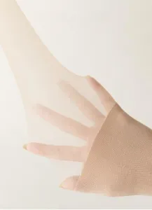Close-up detail showing high elasticity and sheer texture of summer anti-hook stockings.