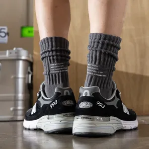 Coarse needle printed crew socks, Japanese workwear style towel bottom cityboy stacked socks.