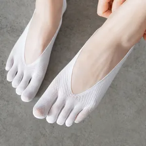 Women Summer Thin Five Finger Socks Anti Slip Low Cut Invisible Boat Socks Breathable Mesh Toe Socks Daily Wear