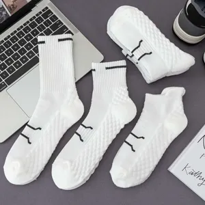 Herren Frotteesohle Sportsocken atmungsaktive Laufstrümpfe für Herren weißes Paar