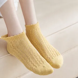 Women summer thin ice silk mesh short socks breathable sweat absorbent anti odor cute style