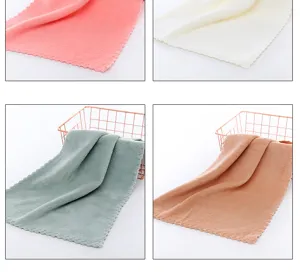 Soft coral fleece face towels in multiple pastel colors, highly absorbent and comfortable daily use.