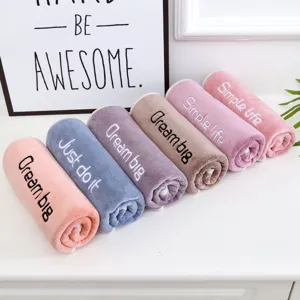 Thickened microfiber towels set, soft and absorbent rolled facial towels with embroidery.