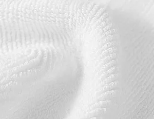 White loop fabric texture detail close-up showing soft and comfortable sock surface.